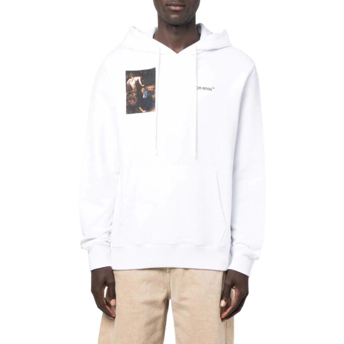 Off-White Herre FW22 Karaktermønstertrykk Løs Passform Hvit
