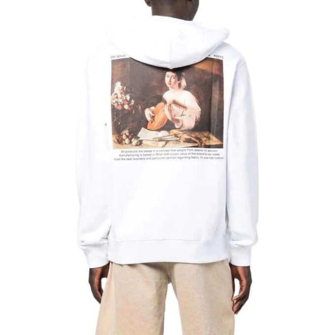 Off-White Herre FW22 Karaktermønstertrykk Løs Passform Hvit