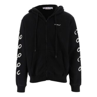 Off-White Herre FW22 Kjede-logo-trykk Glidelås Løs passform Høst Svart