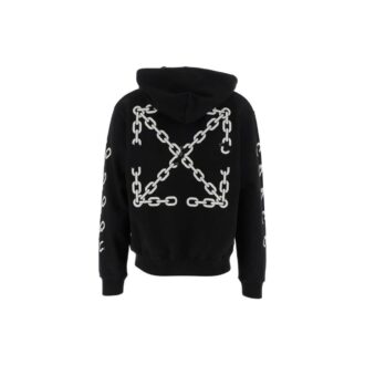 Off-White Herre FW22 Kjede-logo-trykk Glidelås Løs passform Høst Svart