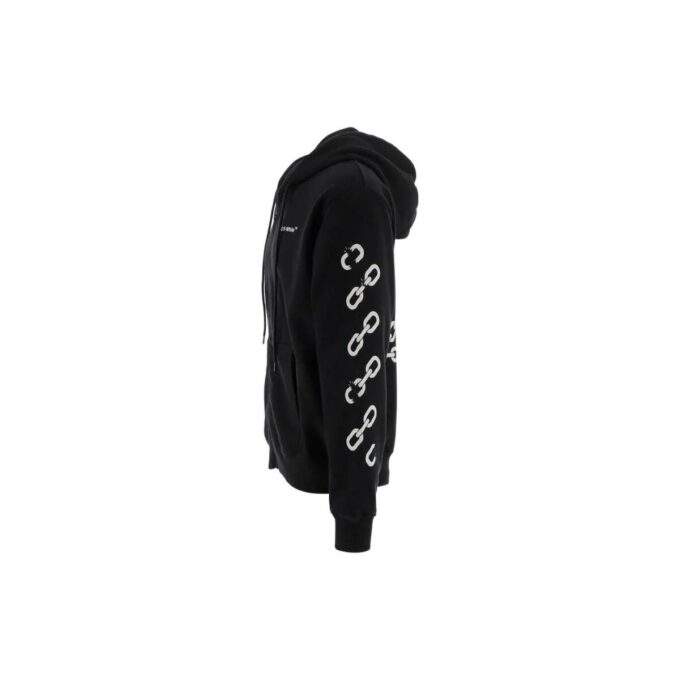 Off-White Herre FW22 Kjede-logo-trykk Glidelås Løs passform Høst Svart