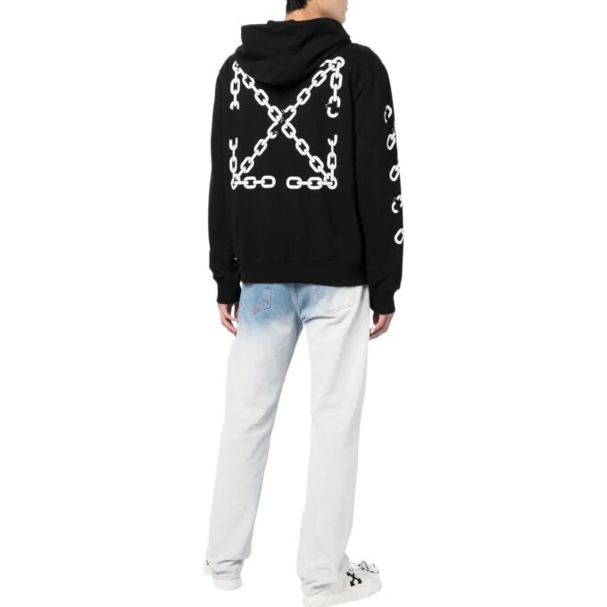 Off-White Herre FW22 Kjede-logo-trykk Glidelås Løs passform Høst Svart