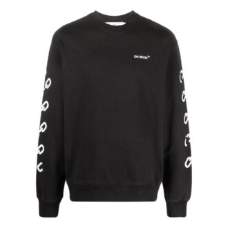 Off-White Herre FW22 Kjede-logo-trykk Rundhalset genser Løs passform Svart