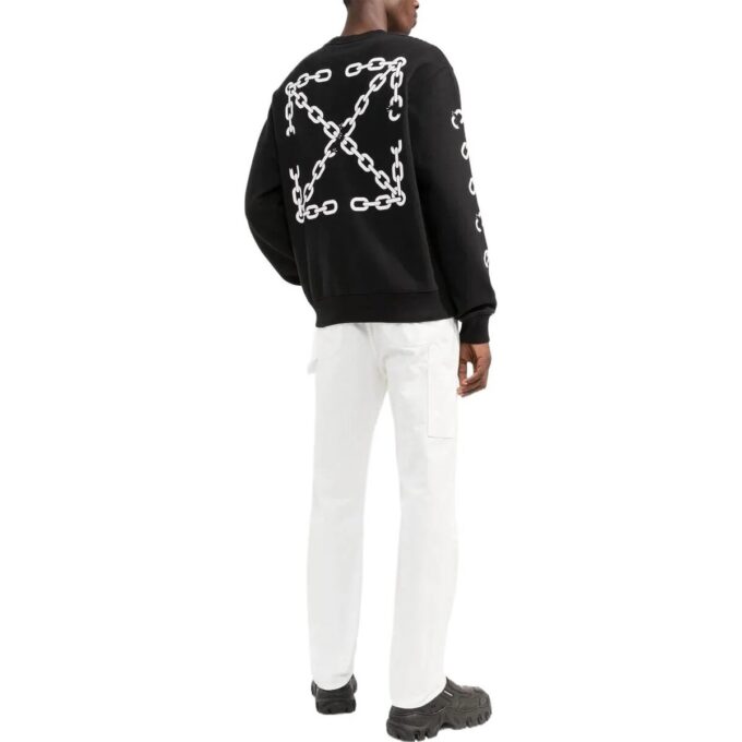 Off-White Herre FW22 Kjede-logo-trykk Rundhalset genser Løs passform Svart