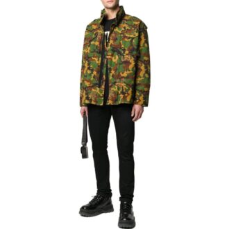 Off-White Herre FW22 Klassisk jakke med militært kamuflasjemønster, grønn
