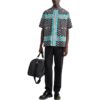 Off-White Herre FW22 Klassisk Logo Fulltrykk Revers Kortærmet Løs Passform Svart Skjorte
