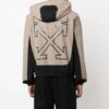 Off-White Herre FW22 Kontrastfarger Piletrykk Glidelås Jakke med hette Løs passform Svart Grå
