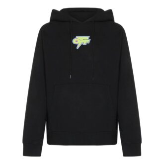 Off-White Herre FW22 Langermet hettegenser med logo på ryggen, vanlig versjon, svart