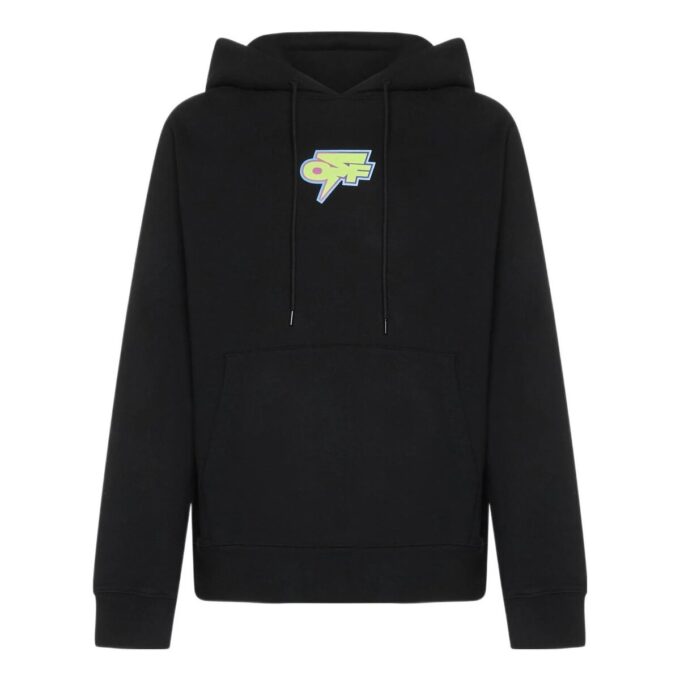 Off-White Herre FW22 Langermet hettegenser med logo på ryggen, vanlig versjon, svart