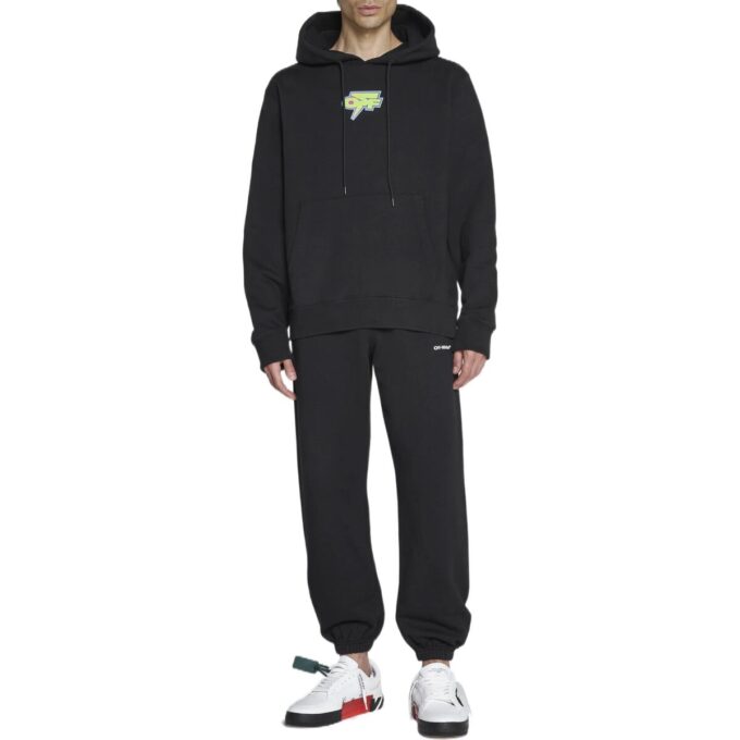 Off-White Herre FW22 Langermet hettegenser med logo på ryggen, vanlig versjon, svart