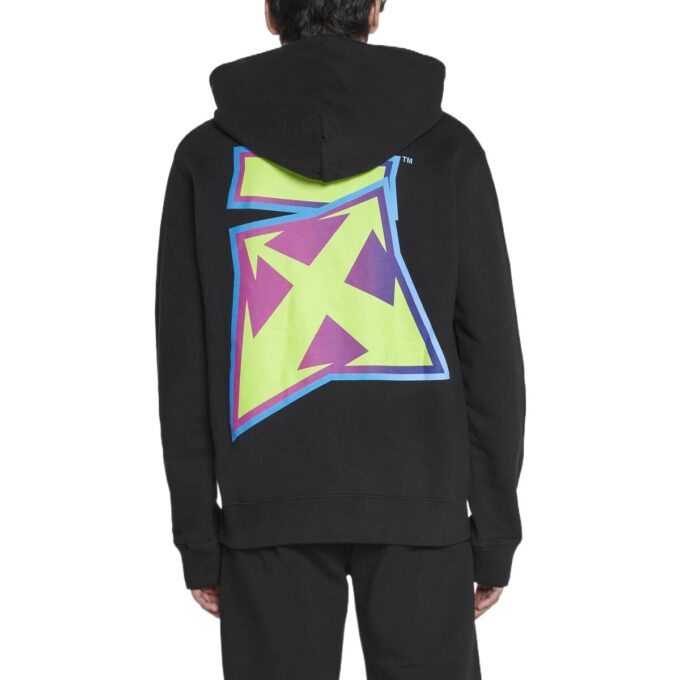 Off-White Herre FW22 Langermet hettegenser med logo på ryggen, vanlig versjon, svart