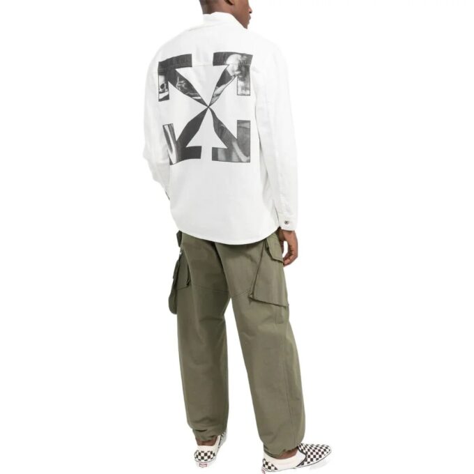 Off-White Herre FW22 Langermet skjorte med pilmønster, hvit