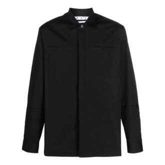 Off-White Herre FW22 Logo-brodert langermet jakke Svart