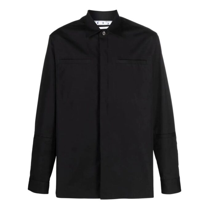 Off-White Herre FW22 Logo-brodert langermet jakke Svart