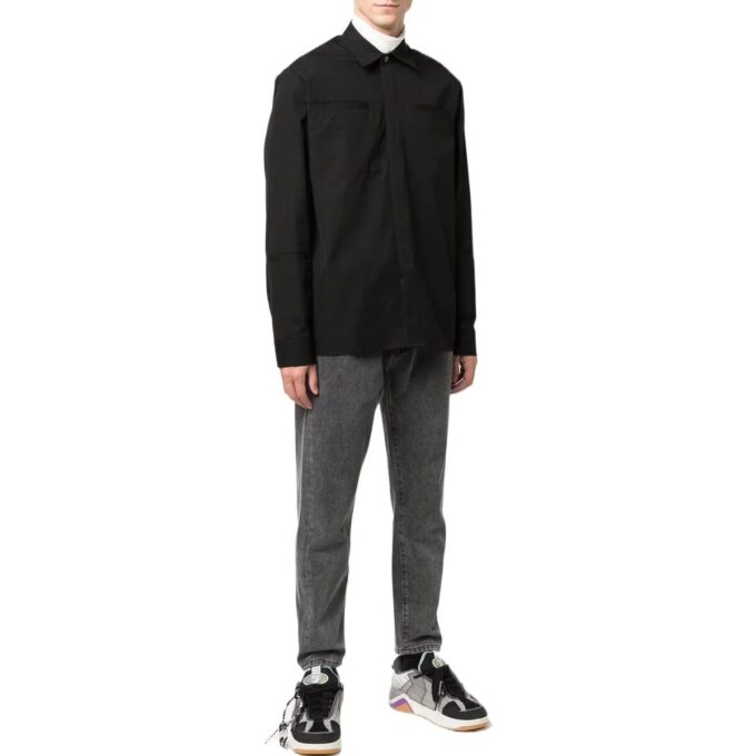 Off-White Herre FW22 Logo-brodert langermet jakke Svart