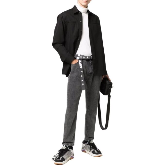 Off-White Herre FW22 Logo-brodert langermet jakke Svart