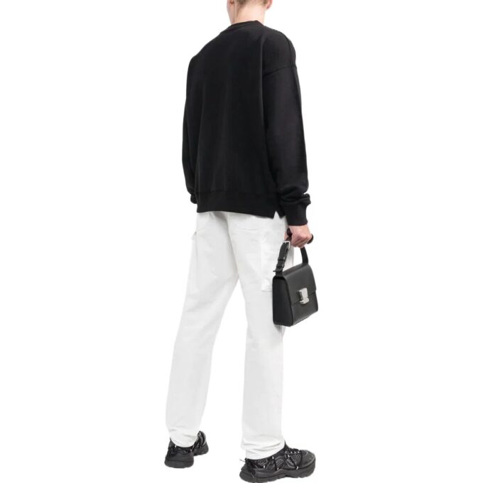 Off-White Herre FW22 Logo-brodert Rundhalset Langermet Svart