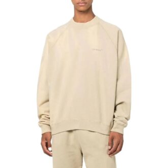 Off-White Herre FW22 Logo brodert stripe rund hals lange ermer beige