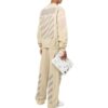 Off-White Herre FW22 Logo brodert stripe rund hals lange ermer beige