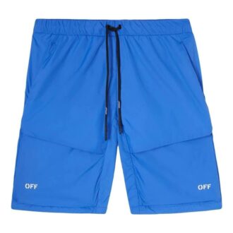 Off-White Herre FW22 Logo Diagonale Striper Trykk Snøring Casual Shorts Versjon Blå