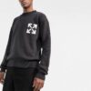 Off-White Herre FW22 Logo Intarsia-strikket rundhalset genser i ull, løs passform, svart