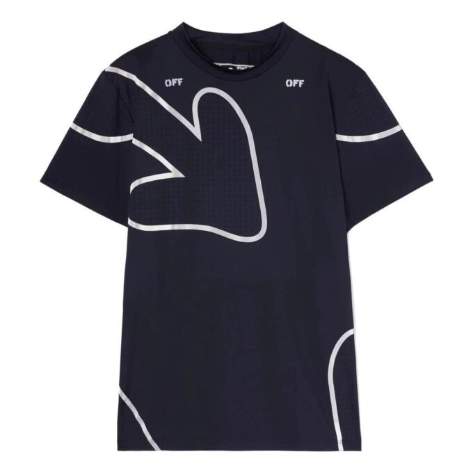 Off-White Herre FW22 Logo med pilemønster, kort ermet, slim fit, svart T-skjorte