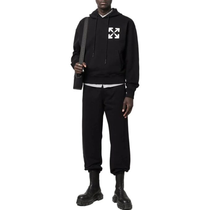 Off-White Herre FW22 Logo på baksiden Casual Bundle Feet Sportsbukser/Joggebukser/Joggers Versjon Svart