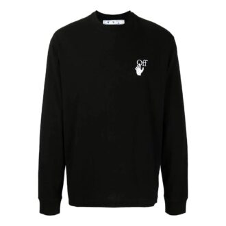 Off-White Herre FW22 Logo Rundhals Langermet Versjon Svart