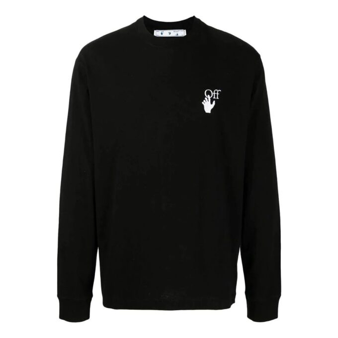 Off-White Herre FW22 Logo Rundhals Langermet Versjon Svart