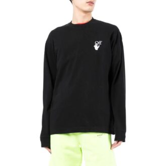 Off-White Herre FW22 Logo Rundhals Langermet Versjon Svart