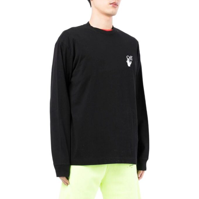 Off-White Herre FW22 Logo Rundhals Langermet Versjon Svart