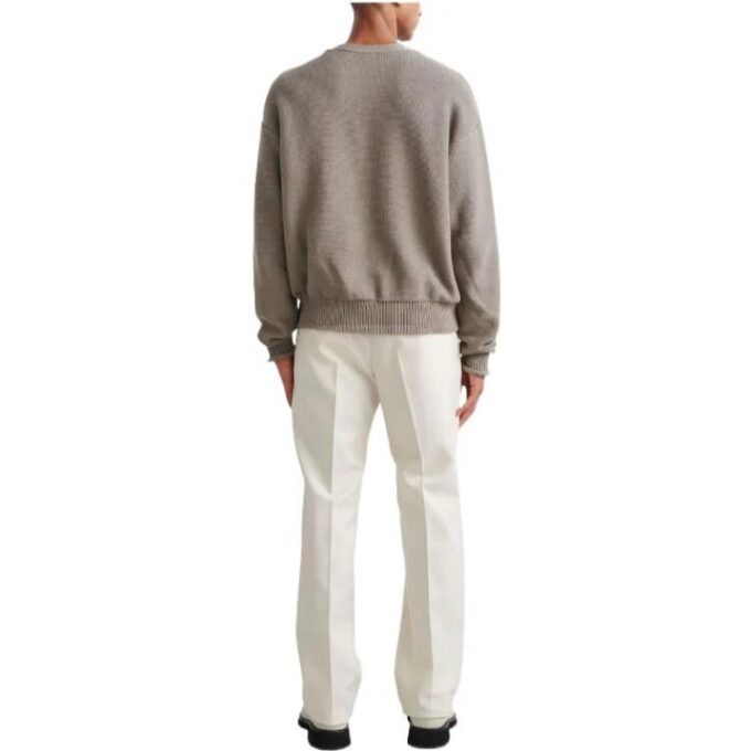 Off-White Herre FW22 Logo Rundhalset Pullover Langermet Ullgenser Versjon Brun
