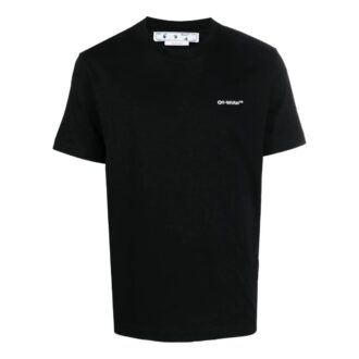 Off-White Herre FW22 Logo Stripe Rundhalset Kortærmet Svart Shorts T-skjorte
