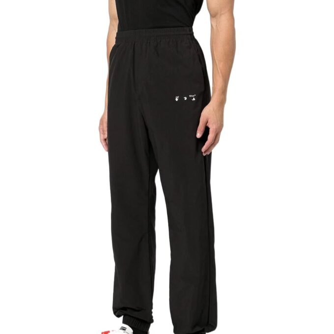 Off-White Herre FW22 Logo-trykk Bundle Feet Sportsbukser/Joggebukser Svart