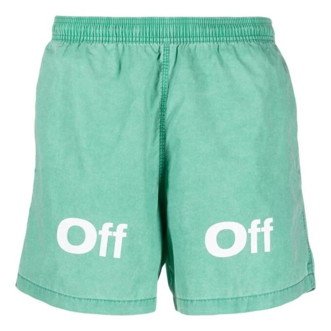 Off-White Herre FW22 Logo-trykk Casual Shorts Versjon Grønn