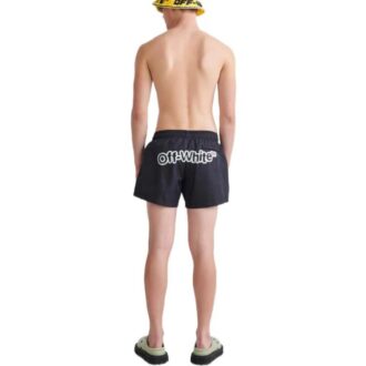 Off-White Herre FW22 Logo-trykk Elastisk linning Rette casual Shorts Versjon Svart