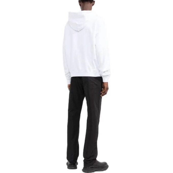 Off-White Herre FW22 Logo-trykk Langermet Pullover Løs Passform Hvit