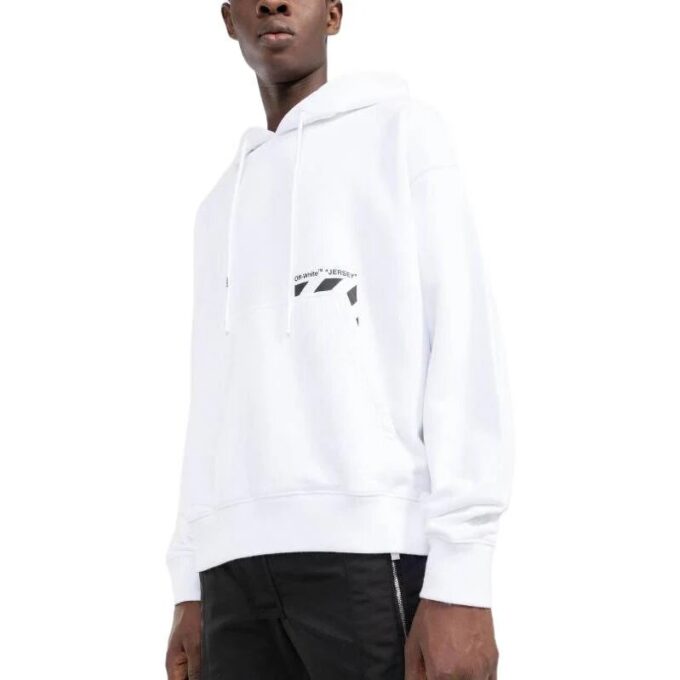 Off-White Herre FW22 Logo-trykk Langermet Pullover Løs Passform Hvit