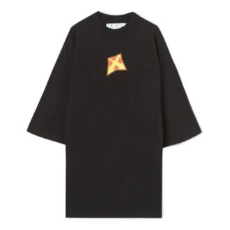 Off-White Herre FW22 Logo-trykk Rund hals Kort ermet Løs passform Svart T-skjorte