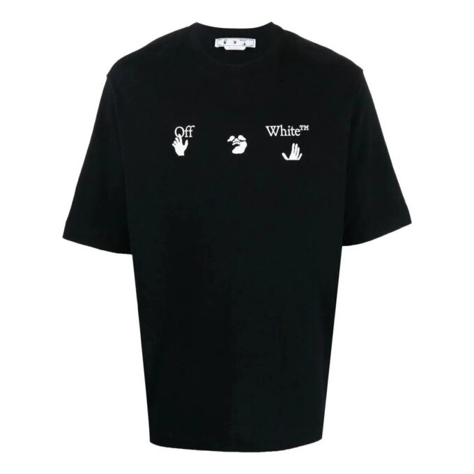 Off-White Herre FW22 Logo-trykk Rund hals Kort ermet Svart Shorts-T-skjorte