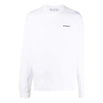 Off-White Herre FW22 Logo-trykk Rund hals Langermet Pullover Løs passform Hvit
