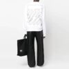 Off-White Herre FW22 Logo-trykk Rund hals Langermet Pullover Løs passform Hvit