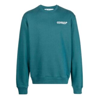Off-White Herre FW22 Logo-trykk Rund hals Langermet versjon Lake Blue