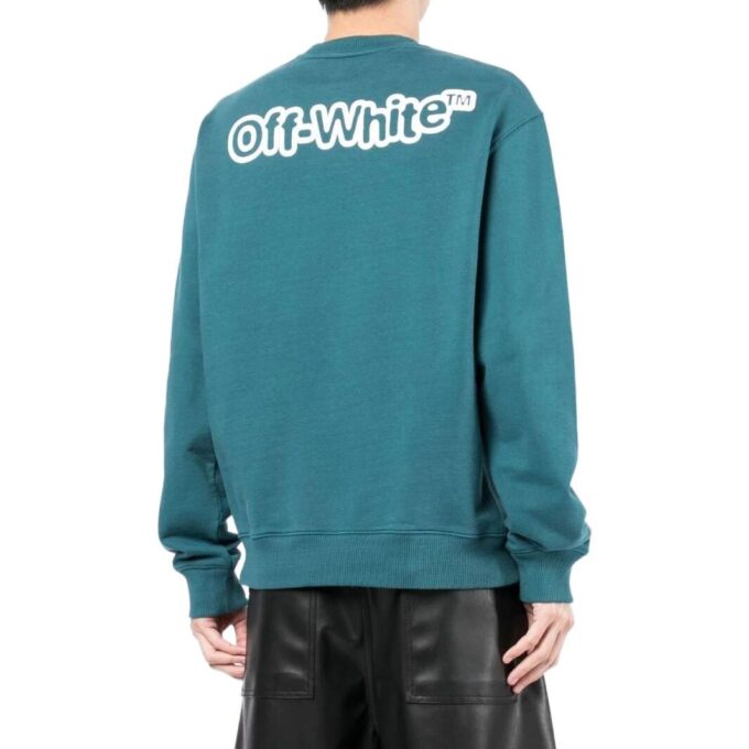 Off-White Herre FW22 Logo-trykk Rund hals Langermet versjon Lake Blue