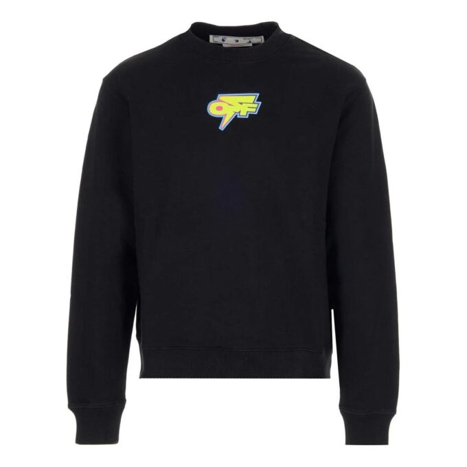 Off-White Herre FW22 Logo-trykk Rund hals Uten hette Langermet Svart
