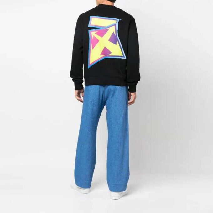 Off-White Herre FW22 Logo-trykk Rund hals Uten hette Langermet Svart