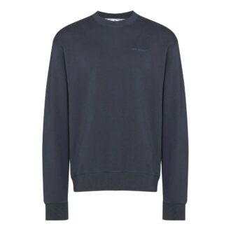 Off-White Herre FW22 Logo-trykk Rundhalset genser Marineblå