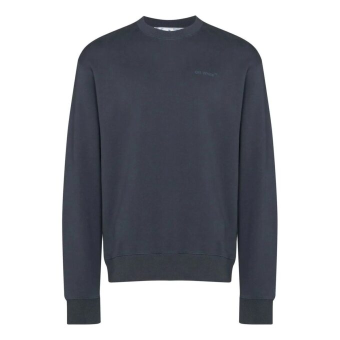 Off-White Herre FW22 Logo-trykk Rundhalset genser Marineblå