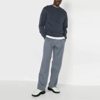 Off-White Herre FW22 Logo-trykk Rundhalset genser Marineblå