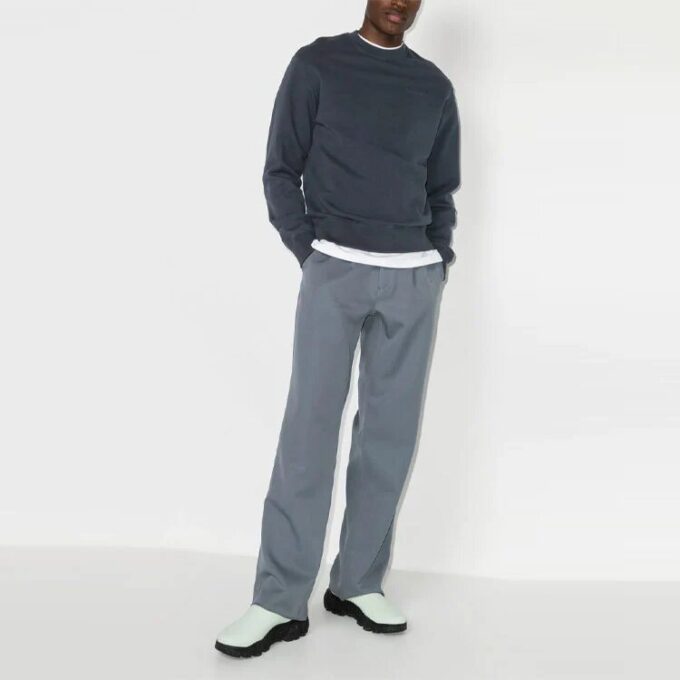 Off-White Herre FW22 Logo-trykk Rundhalset genser Marineblå